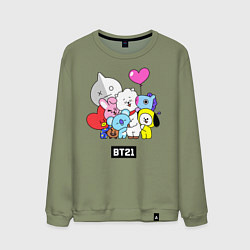 Свитшот хлопковый мужской BT21, цвет: авокадо