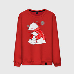 Свитшот хлопковый мужской Медведица с медвежонеком, цвет: красный
