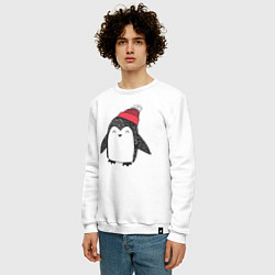 Свитшот хлопковый мужской Милый пингвин, цвет: белый — фото 2