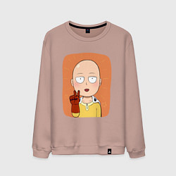 Свитшот хлопковый мужской Сайтама One Punch Man, цвет: пыльно-розовый