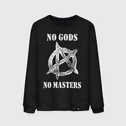 Свитшот хлопковый мужской NO GODS NO MASTERS, цвет: черный