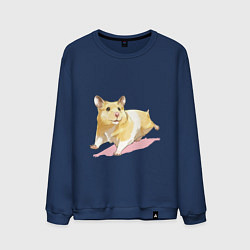 Свитшот хлопковый мужской Бегущий хомячек рисунок, цвет: тёмно-синий