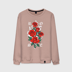 Свитшот хлопковый мужской РОЗЫ ROSES SMOKE, цвет: пыльно-розовый