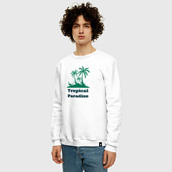 Свитшот хлопковый мужской Тропический рай, цвет: белый — фото 2