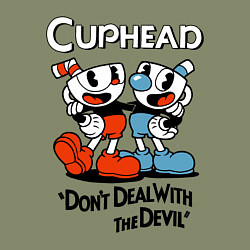 Свитшот хлопковый мужской Cuphead, Dont deal with devil, цвет: авокадо — фото 2