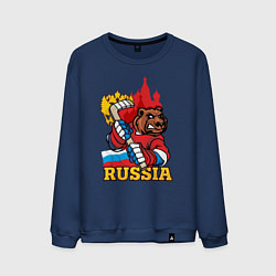 Свитшот хлопковый мужской Хоккей Россия, цвет: тёмно-синий