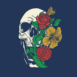 Свитшот хлопковый мужской Floral Roses Skull, цвет: тёмно-синий — фото 2