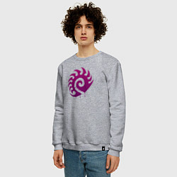Свитшот хлопковый мужской Zerg logo Purple, цвет: меланж — фото 2