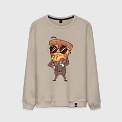 Свитшот хлопковый мужской Пепперони пицца в костюме, цвет: миндальный