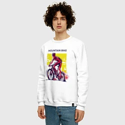 Свитшот хлопковый мужской Mountain Bike велосипедист, цвет: белый — фото 2