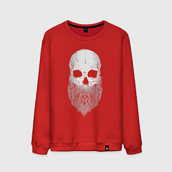 Свитшот хлопковый мужской Череп с бородой Bearded Skull, цвет: красный