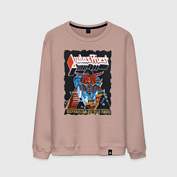 Свитшот хлопковый мужской Judas Priest FIGHT, цвет: пыльно-розовый