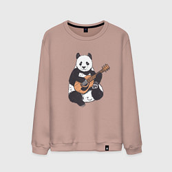 Свитшот хлопковый мужской Панда гитарист Panda Guitar, цвет: пыльно-розовый