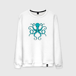 Свитшот хлопковый мужской Осьминог, цвет: белый