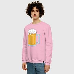Свитшот хлопковый мужской Beer Cat, цвет: светло-розовый — фото 2