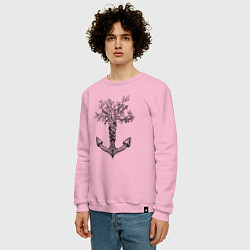 Свитшот хлопковый мужской Славянский якорь в виде дерева, цвет: светло-розовый — фото 2