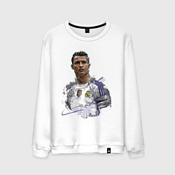 Свитшот хлопковый мужской Cristiano Ronaldo Manchester United Portugal, цвет: белый