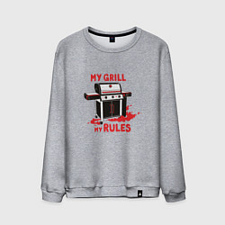 Свитшот хлопковый мужской My Grill My Rules, цвет: меланж