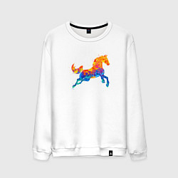 Свитшот хлопковый мужской Конь цветной, цвет: белый
