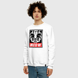 Свитшот хлопковый мужской Meow Obey, цвет: белый — фото 2