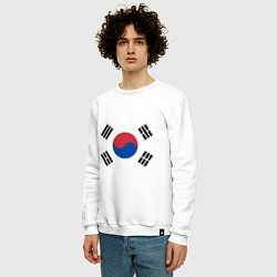 Свитшот хлопковый мужской Корея Корейский флаг, цвет: белый — фото 2