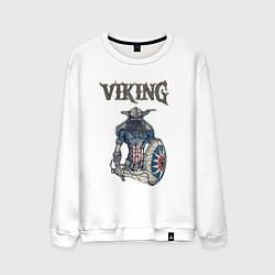 Свитшот хлопковый мужской Викинг Viking Воин Z, цвет: белый