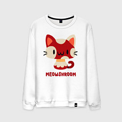 Свитшот хлопковый мужской Meowshroom, цвет: белый