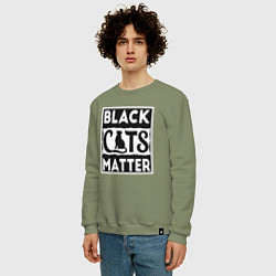 Свитшот хлопковый мужской Black Cats Matter, цвет: авокадо — фото 2