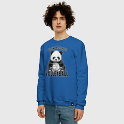 Свитшот хлопковый мужской Volleyball Panda, цвет: синий — фото 2