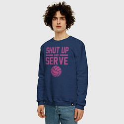 Свитшот хлопковый мужской Shut Up And Serve, цвет: тёмно-синий — фото 2