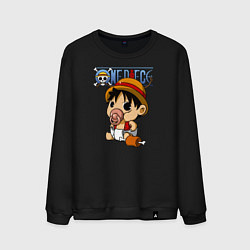 Свитшот хлопковый мужской Малыш Луффи One Piece, цвет: черный