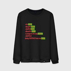 Свитшот хлопковый мужской Only dota 2 has no end, цвет: черный