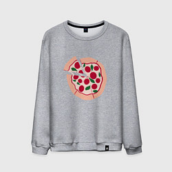 Свитшот хлопковый мужской Пицца и ломтик, цвет: меланж