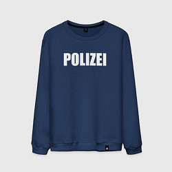 Свитшот хлопковый мужской POLIZEI Полиция Надпись Белая, цвет: тёмно-синий