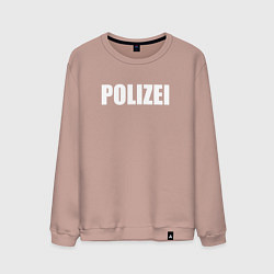 Свитшот хлопковый мужской POLIZEI Полиция Надпись Белая, цвет: пыльно-розовый