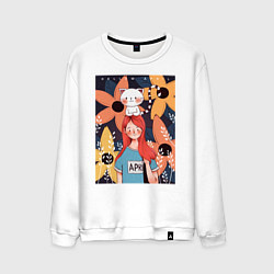 Свитшот хлопковый мужской Hello april, цвет: белый