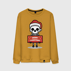 Свитшот хлопковый мужской Merry Christmas joke, цвет: горчичный
