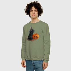 Свитшот хлопковый мужской Хэллоуин, цвет: авокадо — фото 2