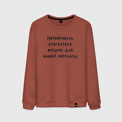Свитшот хлопковый мужской Вредно нервировать бухгалтера, цвет: кирпичный