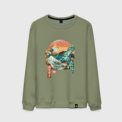 Свитшот хлопковый мужской Черепаха Япония, цвет: авокадо