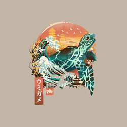 Свитшот хлопковый мужской Черепаха Япония, цвет: миндальный — фото 2