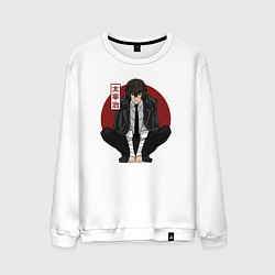 Свитшот хлопковый мужской Старший детектив Дазай, цвет: белый