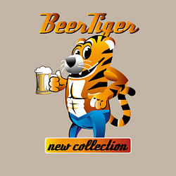 Свитшот хлопковый мужской Тигры тоже любят пиво, цвет: миндальный — фото 2