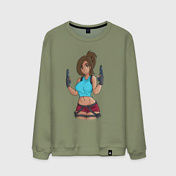Свитшот хлопковый мужской Lara Croft Tomb Raider, цвет: авокадо
