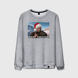 Свитшот хлопковый мужской Ведьмак merry christmas, цвет: меланж