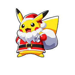 Свитшот хлопковый мужской НОВОГОДНИЙ ПИКАЧУ САНТА КЛАУС, цвет: белый — фото 2