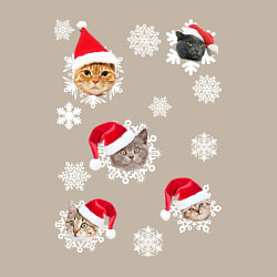 Свитшот хлопковый мужской Новогодние Коты в Шапках, цвет: миндальный — фото 2