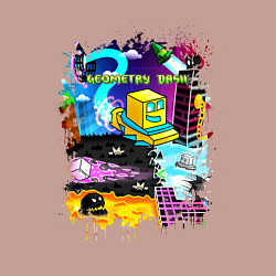 Свитшот хлопковый мужской Geometry Dash: Pixel Logo, цвет: пыльно-розовый — фото 2