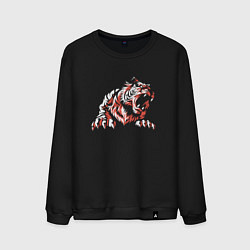 Свитшот хлопковый мужской Тигр злой Tiger evil, цвет: черный