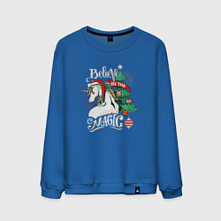 Свитшот хлопковый мужской Unicorn Belive in the magic, цвет: синий